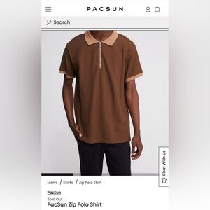 PacSun Zip Polo Shirt / Brown / Small